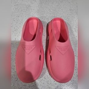 Prada Women's Pink Rubber Slip-on Shoes Size 37